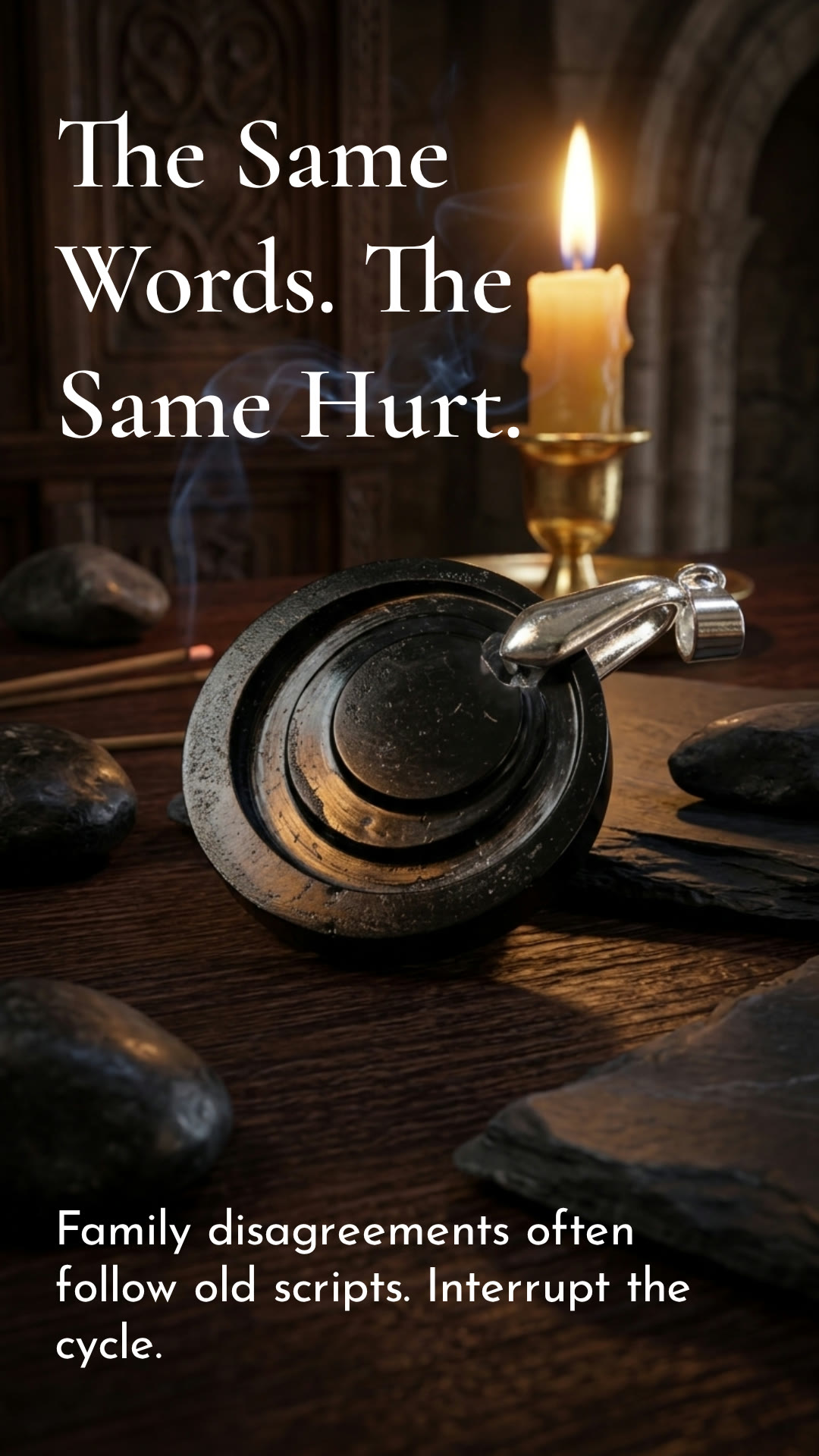 The same words. The same hurt. The EarthCell pendant by candlelight.